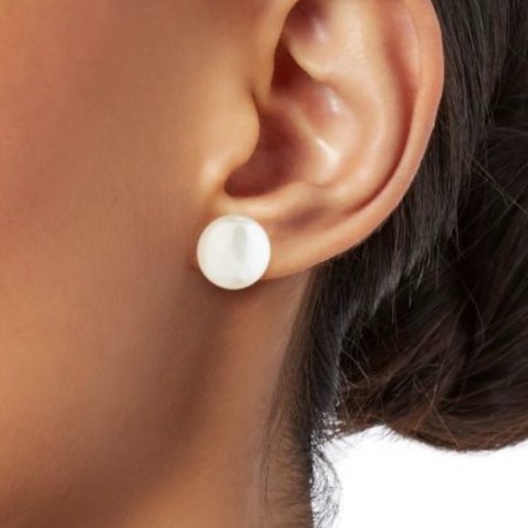 14k Gold Genuine Freshwater Pearl Stud Earrings, Large, Approx. 11.5 - 12 mm - Picture 8 of 8